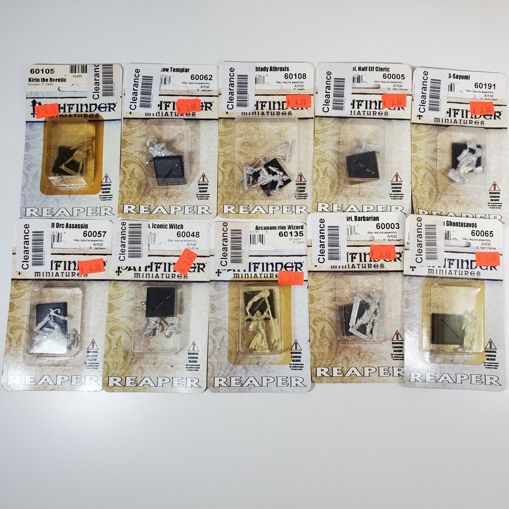 Pathfinder Reaper Metal Miniatures Lot 10 Fighter Caster Fantasy Figures D&D RPG